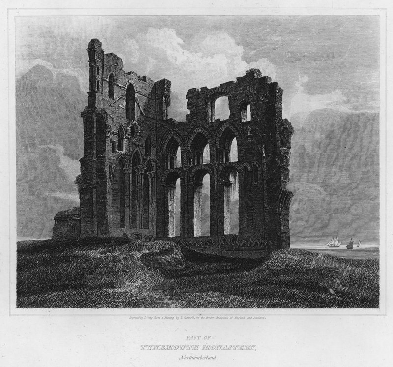 Część klasztoru Tynemouth, Northumberland (rycina) autorstwa Luke (after) Clennell