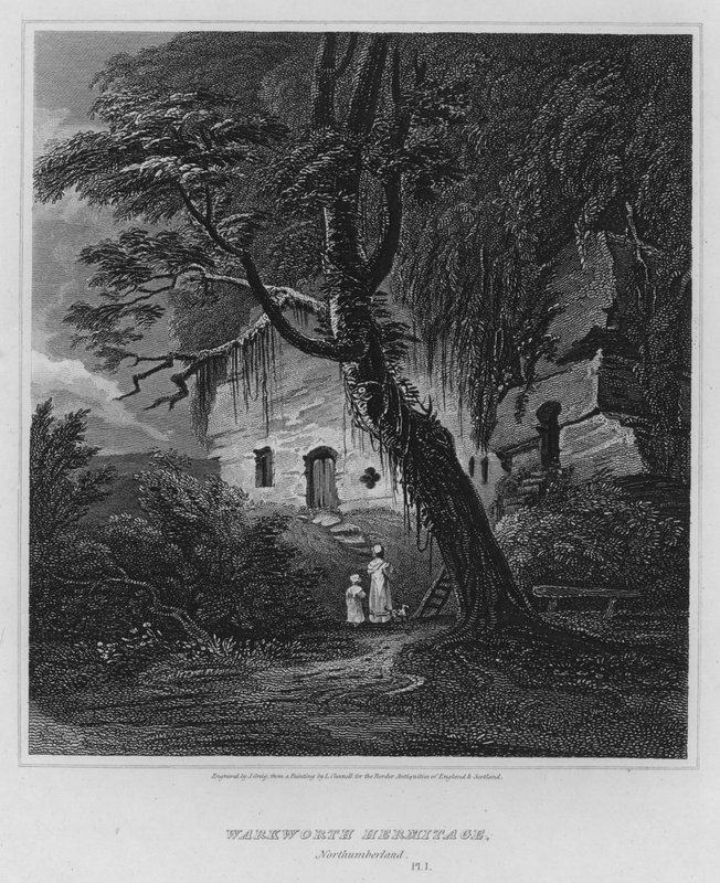Pustelnia Warkworth, Northumberland (grawerowanie) autorstwa Luke (after) Clennell