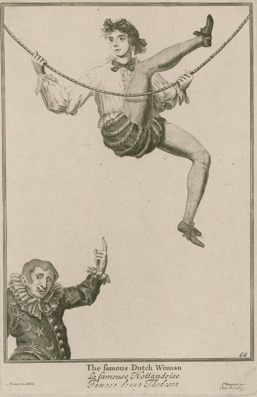 Bartholomew Fair, Londyn: Słynna Holenderka, 1687 autorstwa Marcellus the Elder Laroon