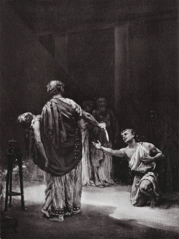 Arystodem z Messenii składa w ofierze swoją córkę (litografia) autorstwa Margaret (after) Dovaston