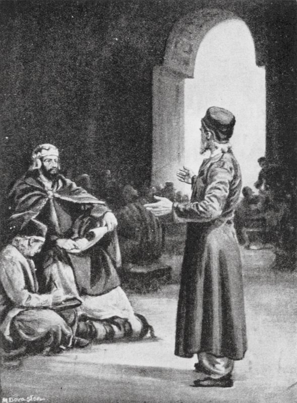 Vologeses III nadzoruje kolekcję Pehlevi Avesta, AD 160 (litografia) autorstwa Margaret (after) Dovaston