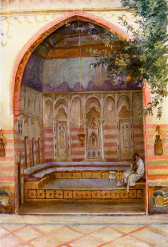 Damasceńskie wnętrze (kolorowa litografia) autorstwa Margaret Thomas