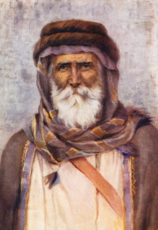Druzyjski szejk (kolorowa litografia) autorstwa Margaret Thomas