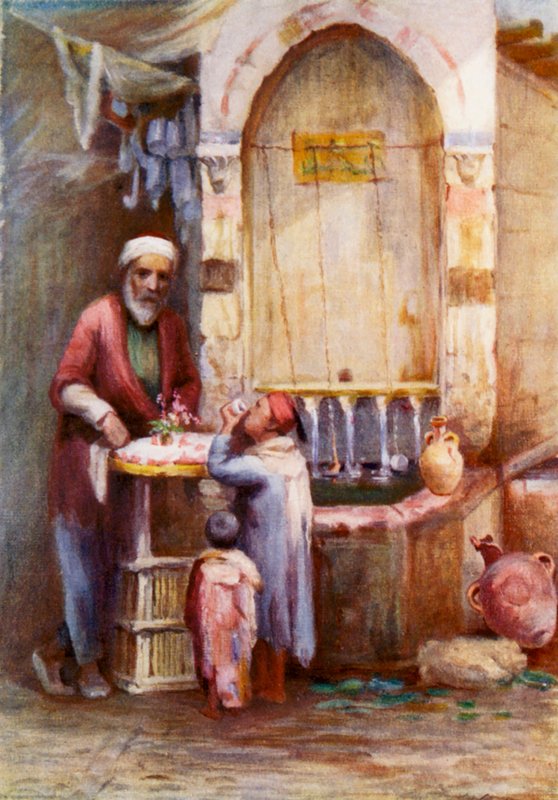 Sprzedawca słodyczy, Damaszek (kolorowa litografia) autorstwa Margaret Thomas