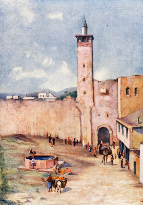 Bab Sherki, Damaszek (kolorowa litografia) autorstwa Margaret Thomas