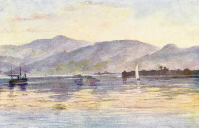 Beyrout, góra Sannin i Lazaretto, wczesny poranek (kolorowa litografia) autorstwa Margaret Thomas