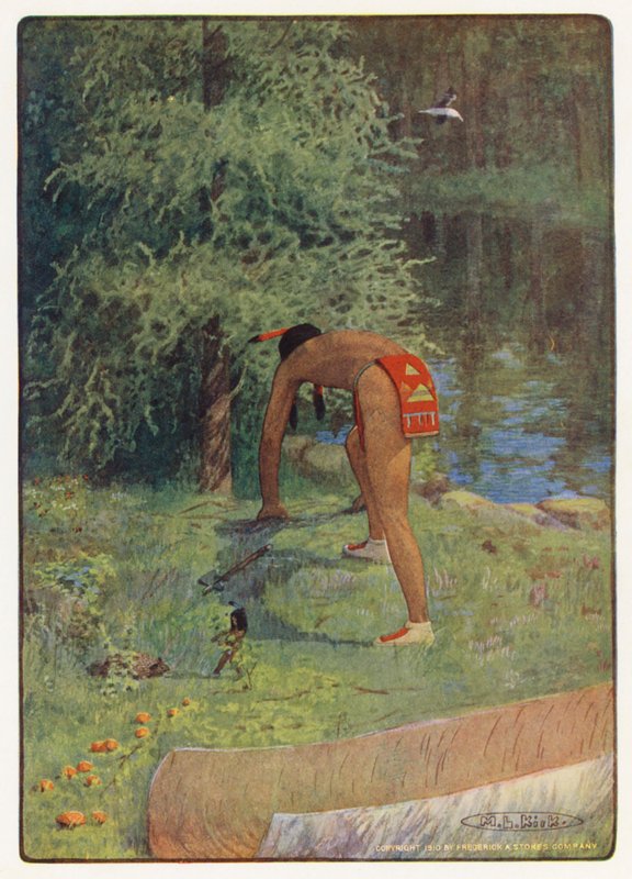 Ilustracja do książki "Hiawatha" Longfellowa (kolorowa litografia) autorstwa Maria Louise Kirk