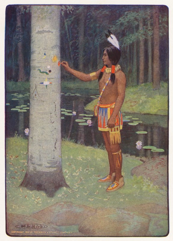 Ilustracja do książki "Hiawatha" Longfellowa (kolorowa litografia) autorstwa Maria Louise Kirk