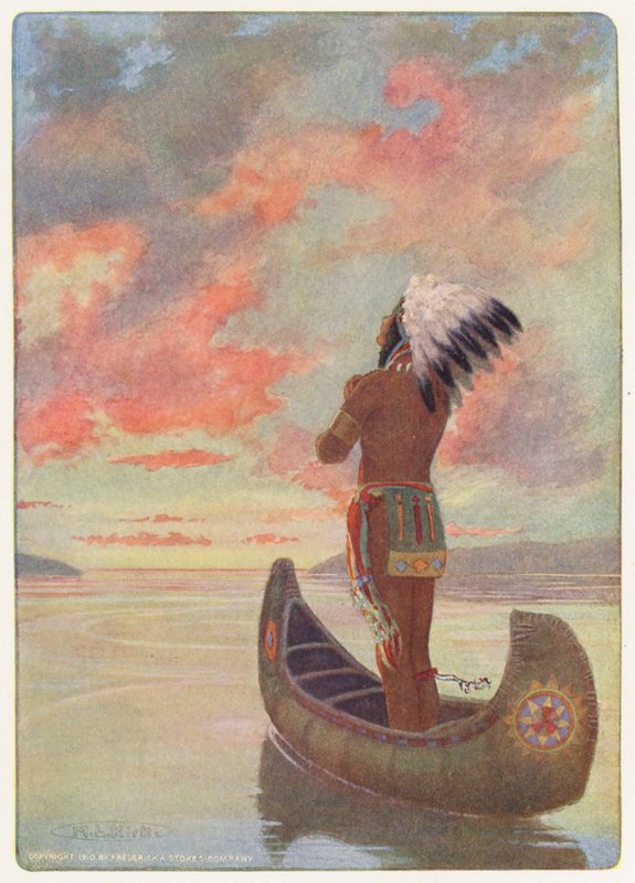 Ilustracja do książki "Hiawatha" Longfellowa (kolorowa litografia) autorstwa Maria Louise Kirk