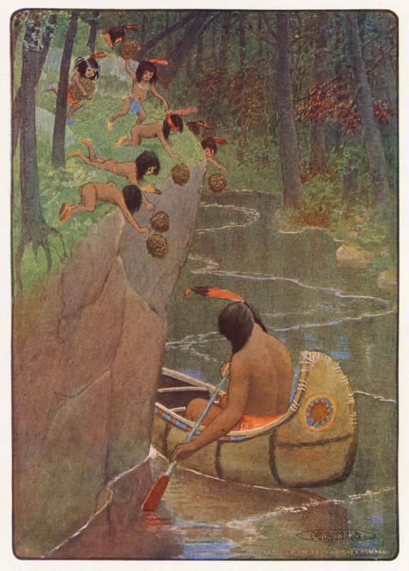 Ilustracja do książki "Hiawatha" Longfellowa (kolorowa litografia) autorstwa Maria Louise Kirk