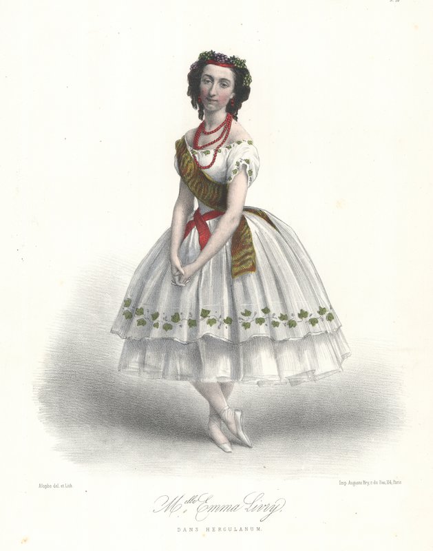 Francuska tancerka baletowa Emma Livry w balecie Herkulanum Feliciena Davida w Operze Paryskiej autorstwa Marie Alexandre (after) Alophe