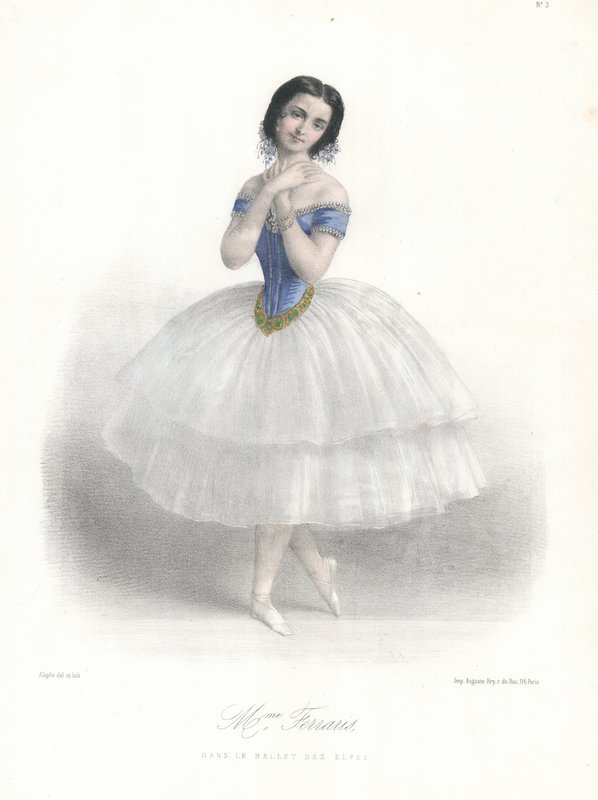 Włoska tancerka baletowa Amalia Ferraris w Ballet des Elfes w Operze Paryskiej, ok. 1860 (kolor lito) autorstwa Marie Alexandre (after) Alophe