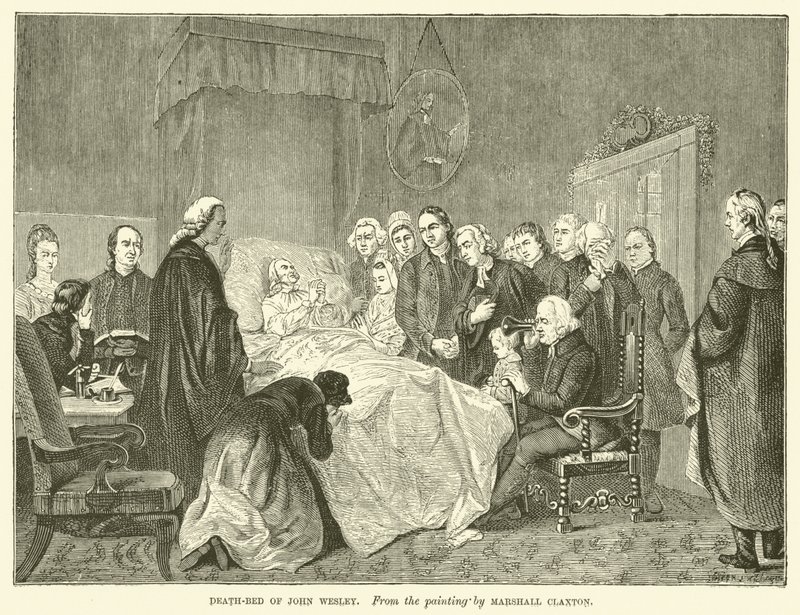 Łoże śmierci Johna Wesleya (rycina) autorstwa Marshall (after) Claxton