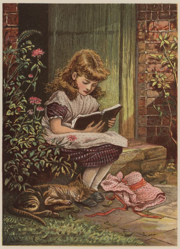Dziewczyna czytająca (chromolitho) autorstwa Mary Ellen Edwards