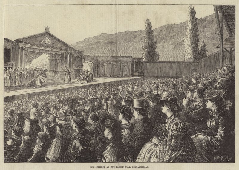 Publiczność na Męce Pańskiej, Oberammergau autorstwa Matthew White Ridley