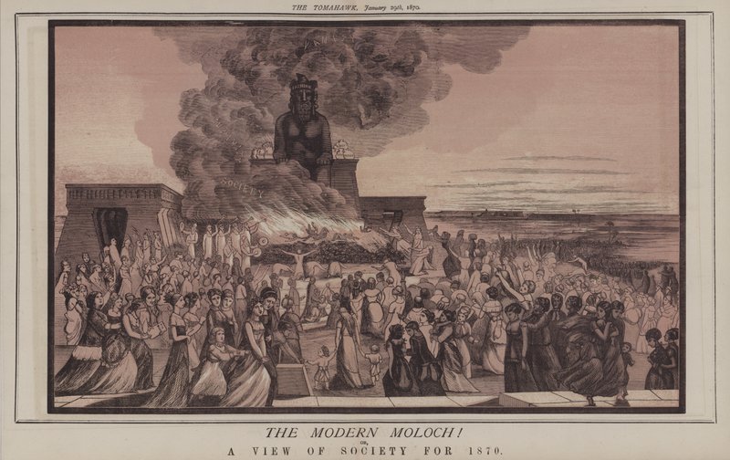 Współczesny Moloch! lub A View of Society na rok 1870 (kolor lito) autorstwa Matthew