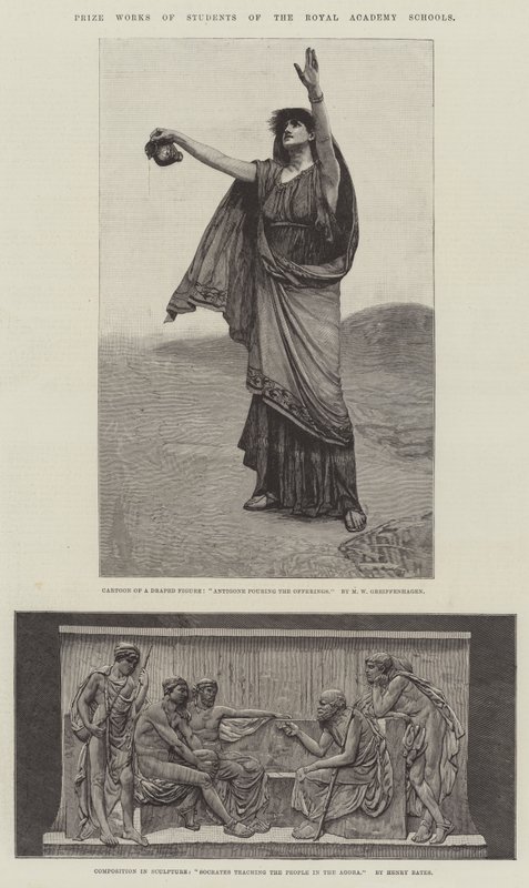Nagrodowe Prace Uczniów Szkół Akademii Królewskiej. Ilustracja do The Illustrated London News, 5 stycznia 1884 r autorstwa Maurice Greiffenhagen