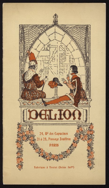 Ilustracja na okładce do katalogu kapeluszy wydanego przez Delion, Paryż, 1908 (lito) autorstwa Maurice Berty