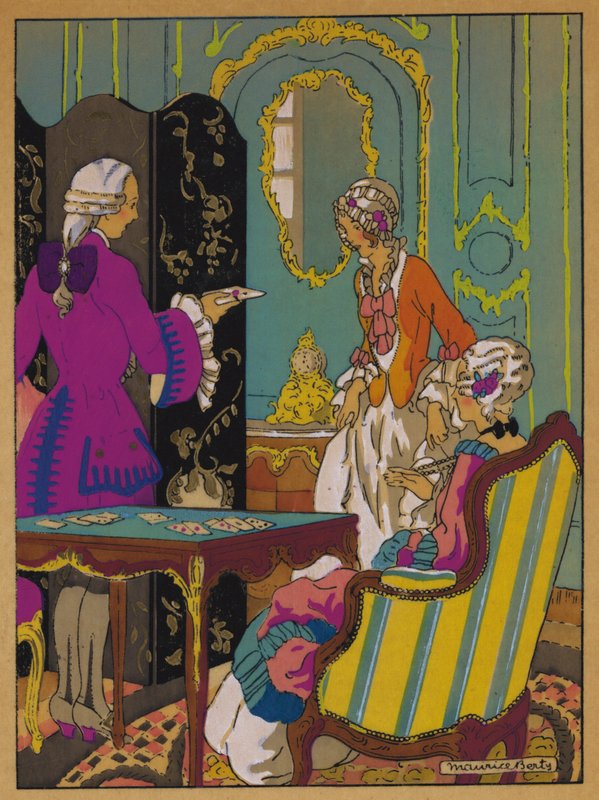 Ilustracja do Historii Manon Lescaut (kolor lito) autorstwa Maurice Berty