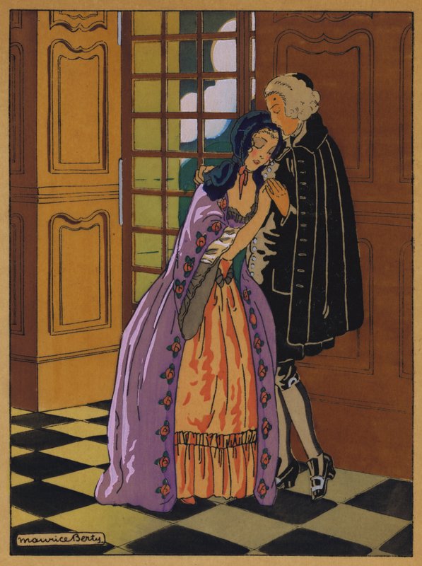 Ilustracja do Historii Manon Lescaut (kolor lito) autorstwa Maurice Berty
