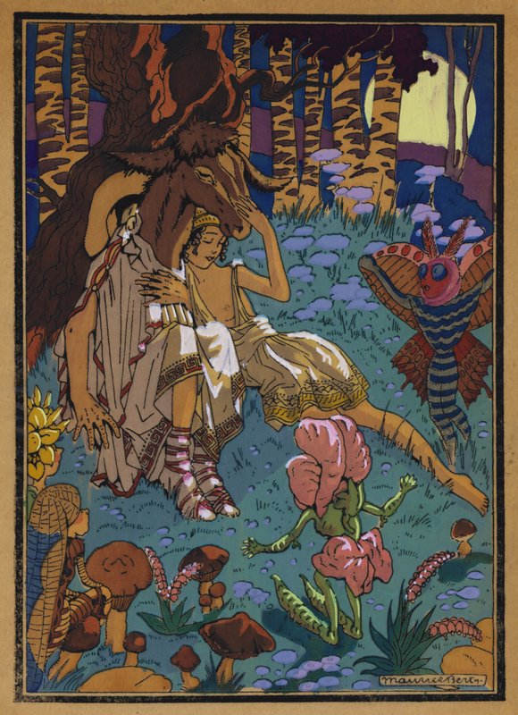 Ilustracja do Snu nocy letniej Szekspira (kolor lito) autorstwa Maurice Berty