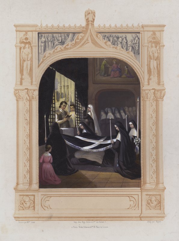 Przyjęcie do święceń (akwatinta) autorstwa Maurice Leloir