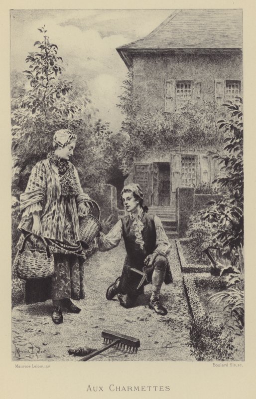W Les Charmettes (grawerowanie) autorstwa Maurice Leloir