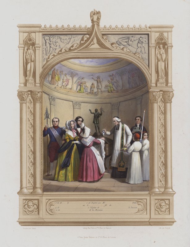 Chrzest (akwatinta) autorstwa Maurice Leloir