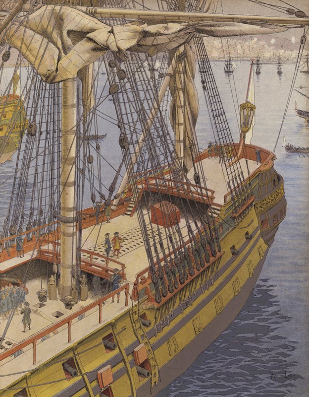 Bombardowanie Algieru, Duquesne obserwujący efekty autorstwa Maurice Leloir
