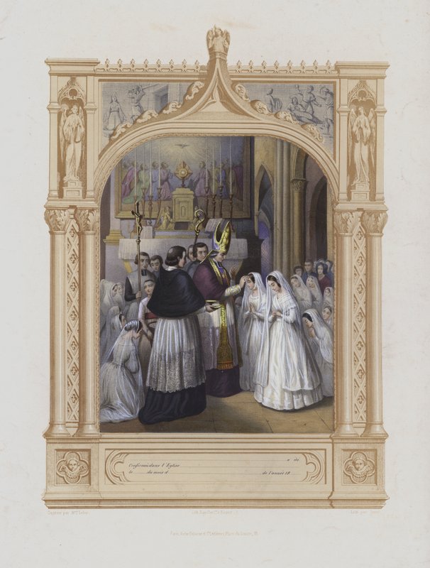 Bierzmowanie (akwatinta) autorstwa Maurice Leloir