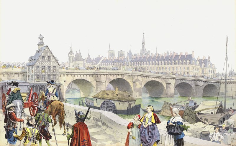 Wygnana do Blois, Marie de Medicis i jej świta opuściły Luwr autorstwa Maurice Leloir