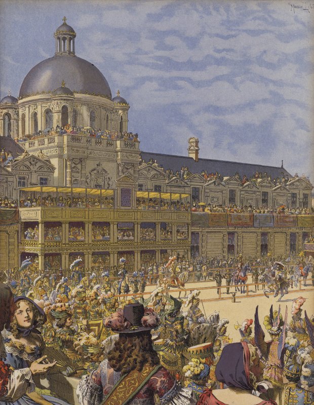 Grand Carrousel des Tuileries, wyścig głów przez króla cesarza Rzymian autorstwa Maurice Leloir