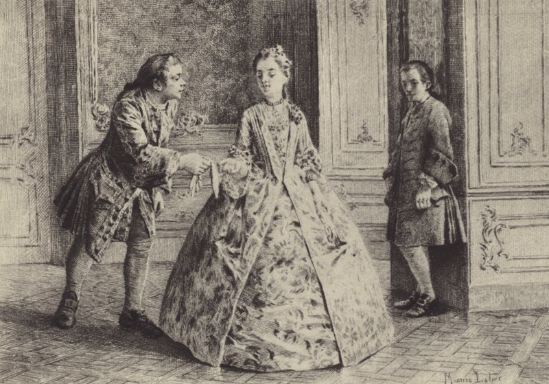 Ilustracja do księgi III Wyznań Jean-Jacques Rousseau (rycina) autorstwa Maurice Leloir