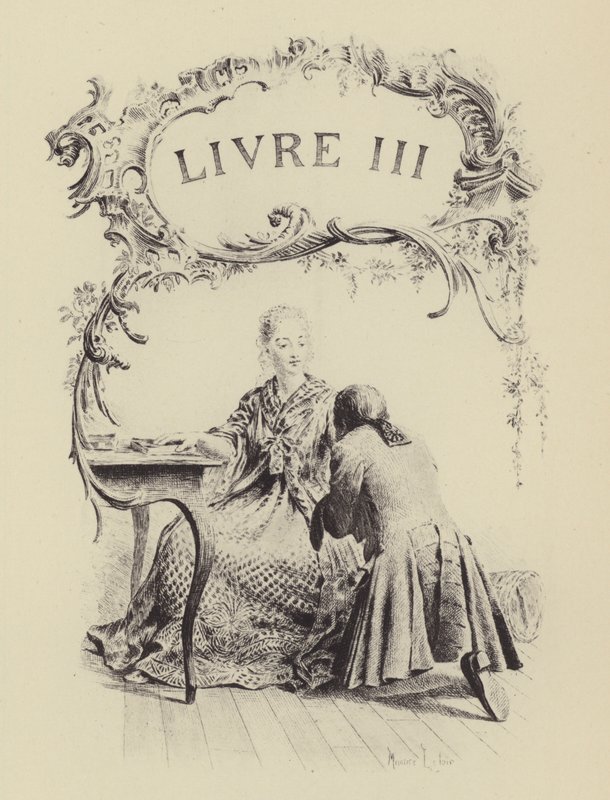 Ilustracja do księgi III Wyznań Jean-Jacques Rousseau (rycina) autorstwa Maurice Leloir