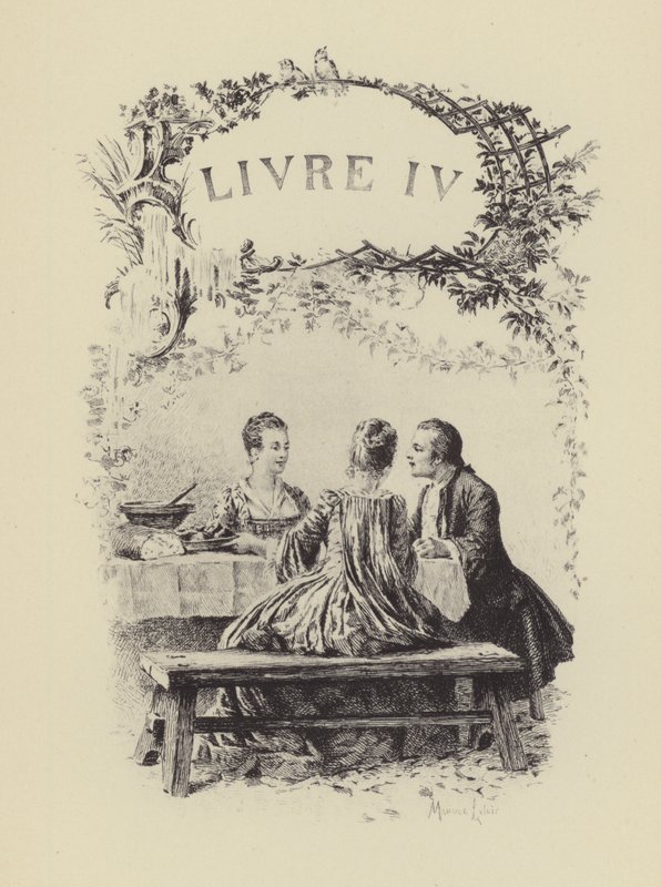 Ilustracja do księgi IV Wyznań Jean-Jacques Rousseau (rycina) autorstwa Maurice Leloir