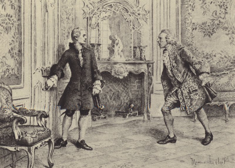 Ilustracja do księgi VII Wyznań Jean-Jacques Rousseau (rycina) autorstwa Maurice Leloir