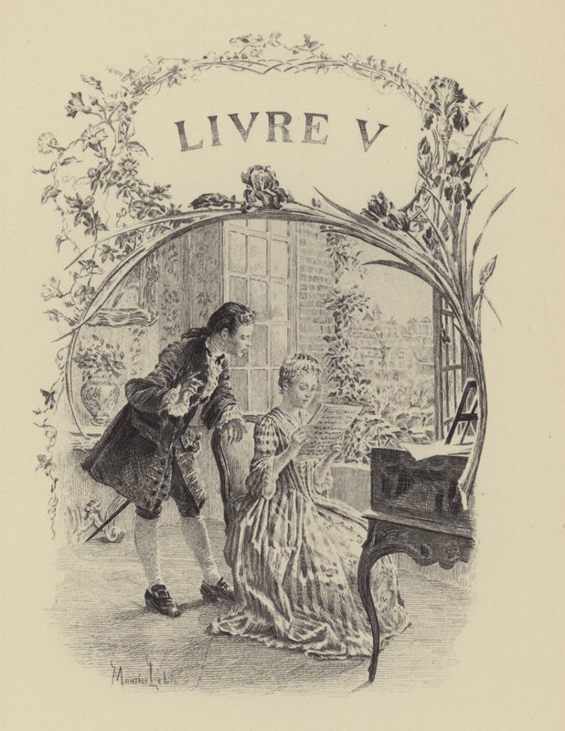Ilustracja do księgi V Wyznań Jean-Jacques Rousseau (rycina) autorstwa Maurice Leloir