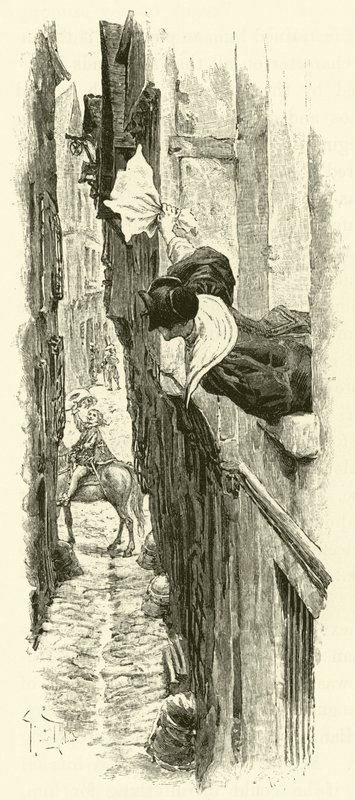 Ilustracja do Trzech Muszkieterów (rycina) autorstwa Maurice Leloir
