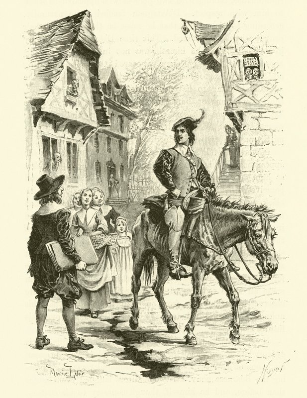 Ilustracja do Trzech Muszkieterów (rycina) autorstwa Maurice Leloir
