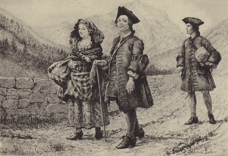 Jean-Jacques Rousseau w drodze z dwoma towarzyszami (wklęsłodruk) autorstwa Maurice Leloir