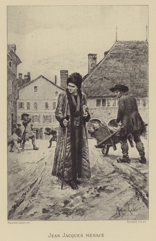 Jean-Jacques Rousseau zagrożony na ulicy (wklęsłodruk) autorstwa Maurice Leloir