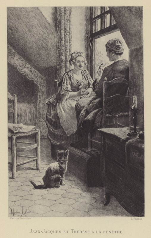 Jean-Jacques i Therese przy oknie (grawiura) autorstwa Maurice Leloir