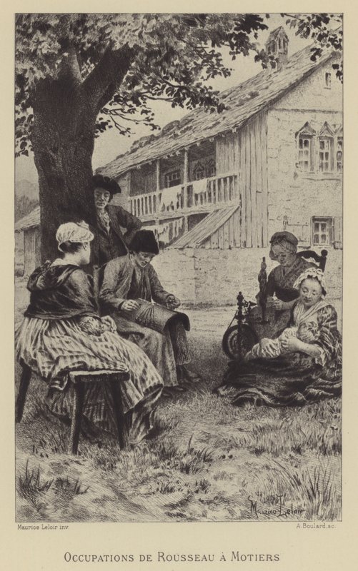 Zawody Rousseau w Motiers (grawiura) autorstwa Maurice Leloir