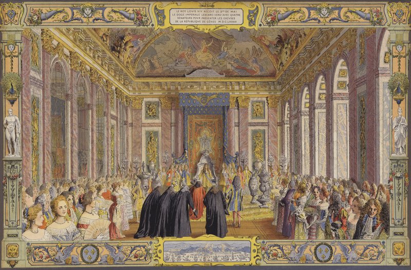 Przyjęcie Doży Genui w Sali Lustrzanej w Wersalu autorstwa Maurice Leloir