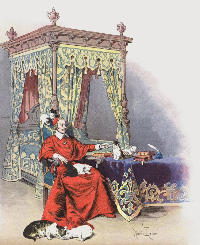 Richelieu bawi się ze swoimi kotami autorstwa Maurice Leloir