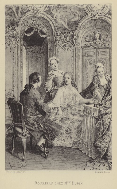 Rousseau z wizytą u Madame Dupin (grafika) autorstwa Maurice Leloir