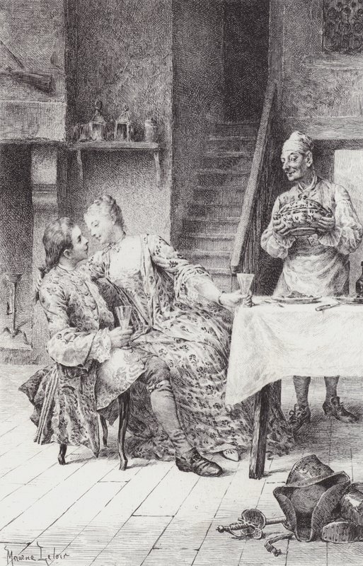 Scena z Manon Lescaut (rycina) autorstwa Maurice Leloir