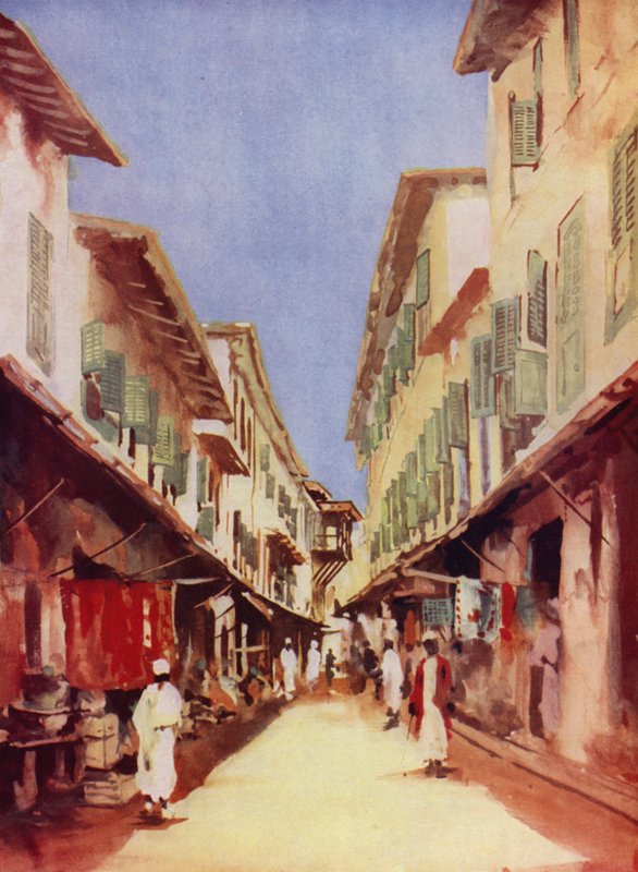 Ulica na Zanzibarze (kolor lito) autorstwa Maurice Randall