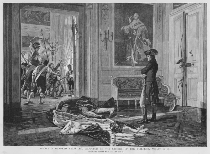 Napoleon przy zwolnieniu Palais des Tuileries, Paryż, rewolucja francuska autorstwa Maurice Realier Dumas