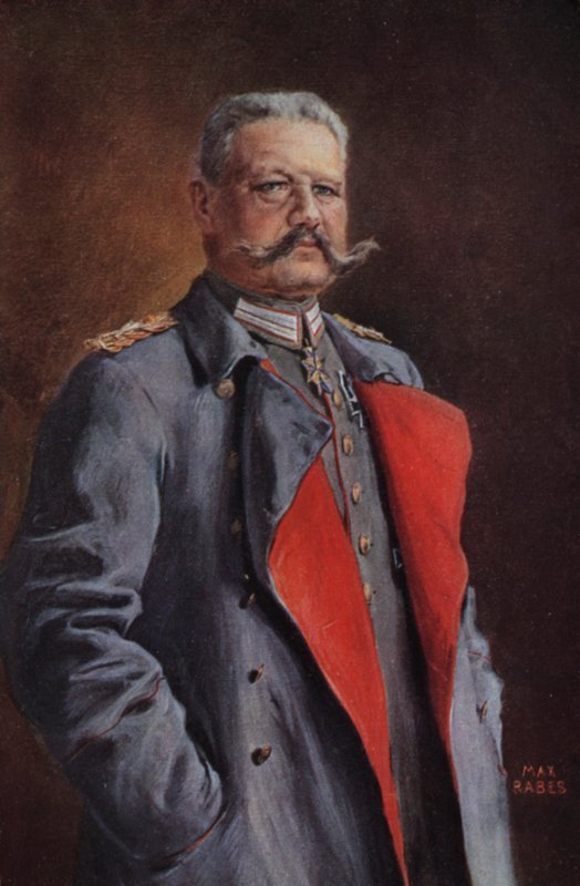 Feldmarszałek Paul von Hindenburg, dowódca armii niemieckiej w I wojnie światowej (litografia kolorowa) autorstwa Max Rabes